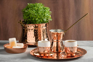 Handmade Copper Briki - Hammered  GIFT WITH PURCHASE GREEK COFFEE CUPS