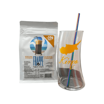 Cyprus Wave Frappe Glass – 490ml iced coffee glass with Cyprus design