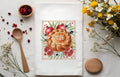 Tea Towel with Pomegranates and Vasilopita. Decorative towel with 2026 design.