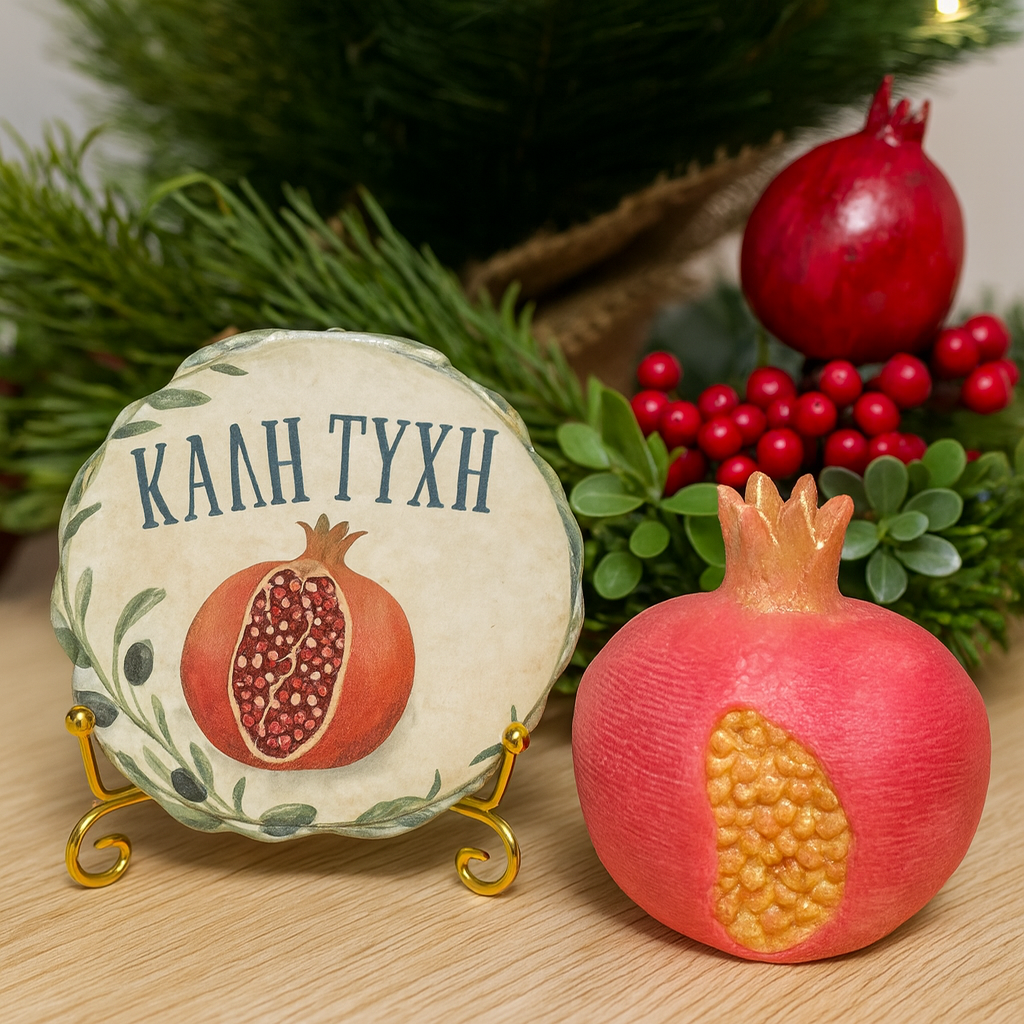 Lucky Pomegranate Γούρι with Pomegranate Kiss Candle – Limited Edition Gift Set