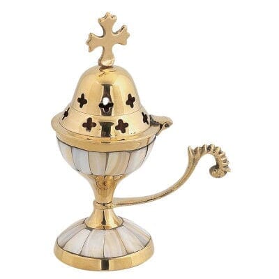 Orthodox Brass Thimiato with Mother of Pearl- Censer