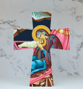 Decorative ceramic cross of Birth of Christ, Nativity. 