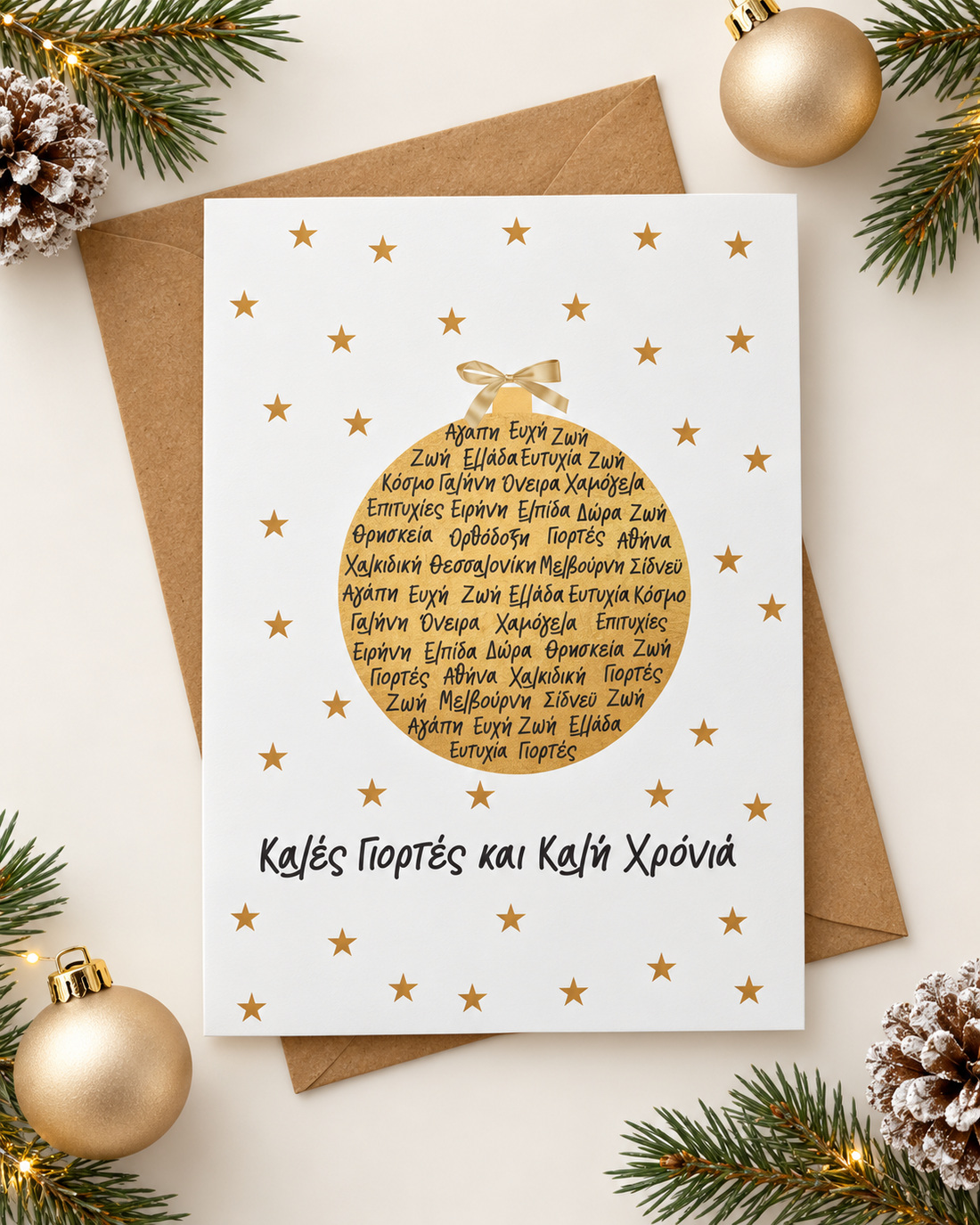 Greek Christmas Card – Gold Foiled Greeting Card