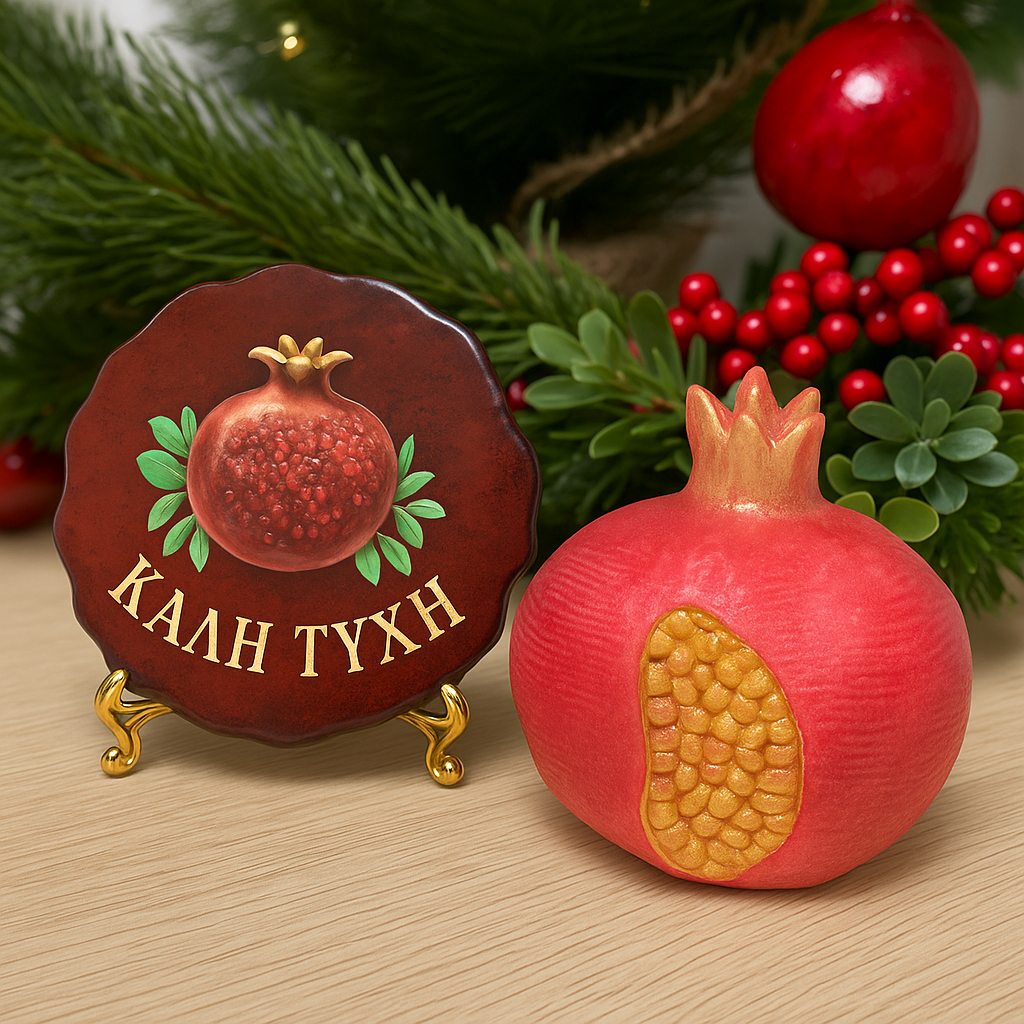 Lucky Pomegranate Γούρι with Pomegranate Kiss Candle – Limited Edition Gift Set