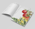 Greek Orthodox Diary Planner featuring pomegranates and lemons on the front cover. Diary planner includes feast days, designed for faith, organisation, and daily reflection. 