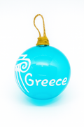 Hand-blown ornament with jute string, perfect Greek festive decoration. Icon Greek Column