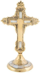 Orthodox Brass Cross with Mother of Pearl