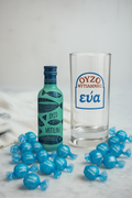 Greek Ouzo Giftbox with Ouzo, Ouzo Glaass and lollies. Made in Greece