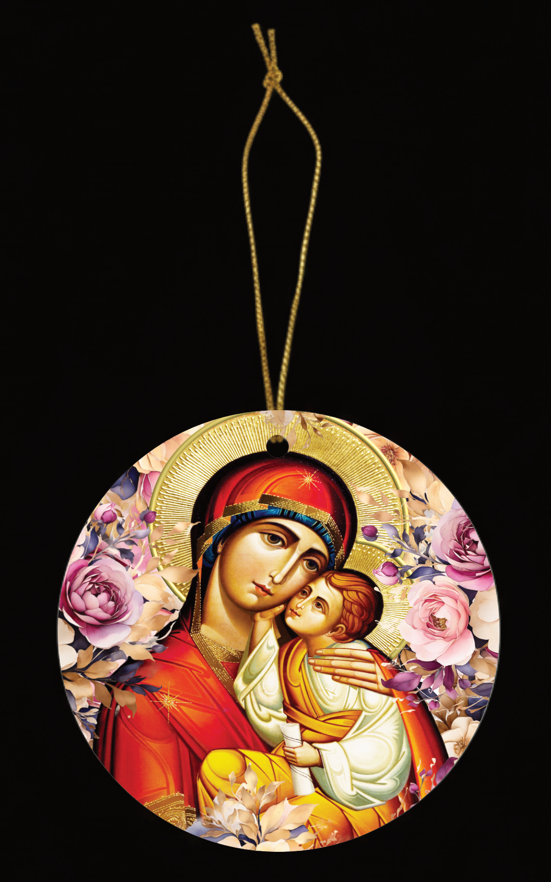 Decorative hanging icon with the Virgin Mary.