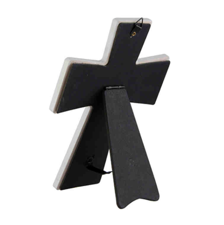 A ceramic cross with a stained glass effect depiction of The Last Supper. Greek Christian Orthodox icon, religious gift, faith decor
