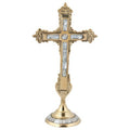 Orthodox brass cross with mother of pearl inlay for prayer corner or home altar