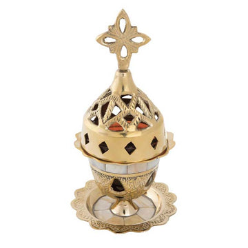 Orthodox brass kantili vigil lamp 17cm with oil cup for prayer corner or home altar