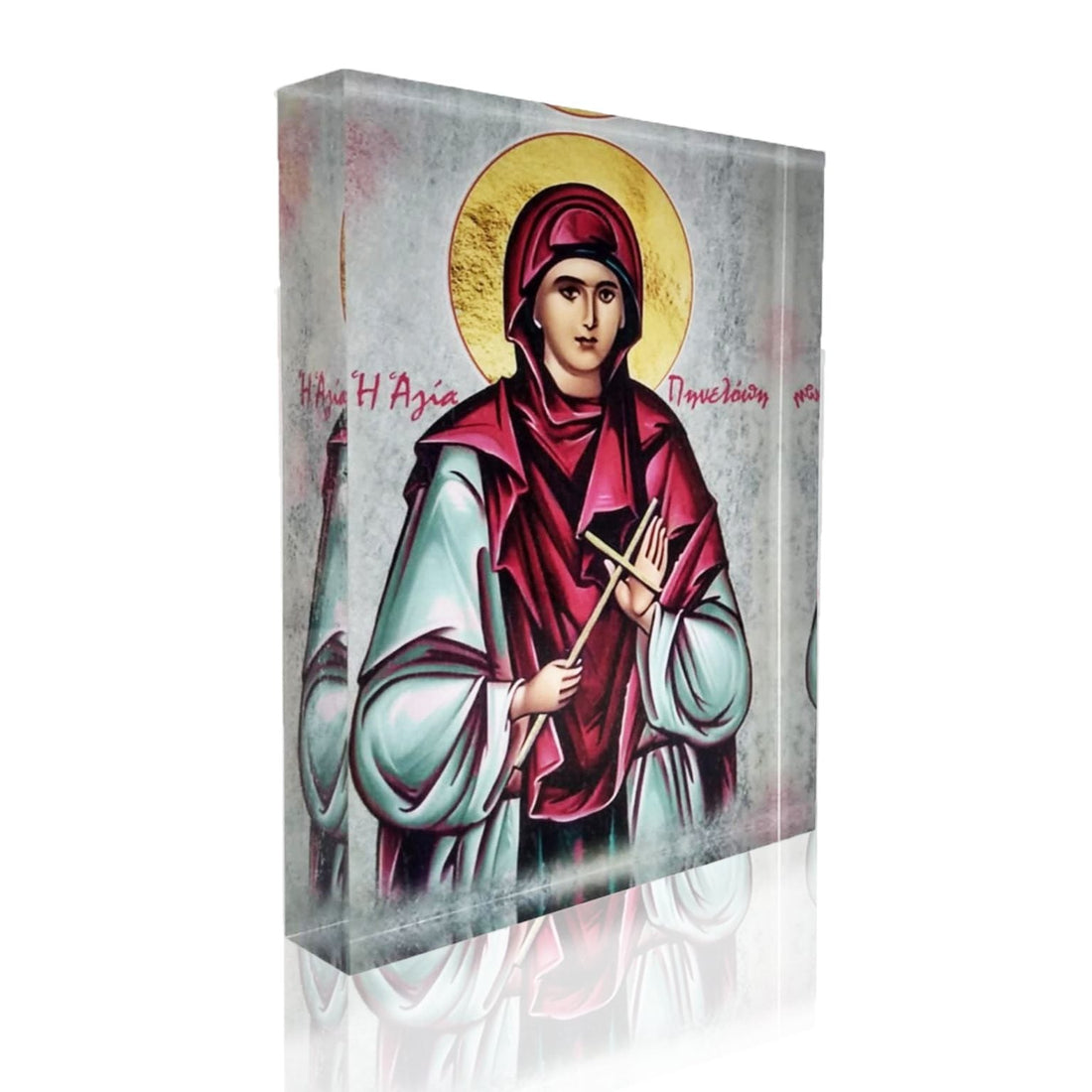 Saint Penelope Greek Orthodox plexiglass icon, handmade in Greece by Monogram Atelier for Miss Ble Blu