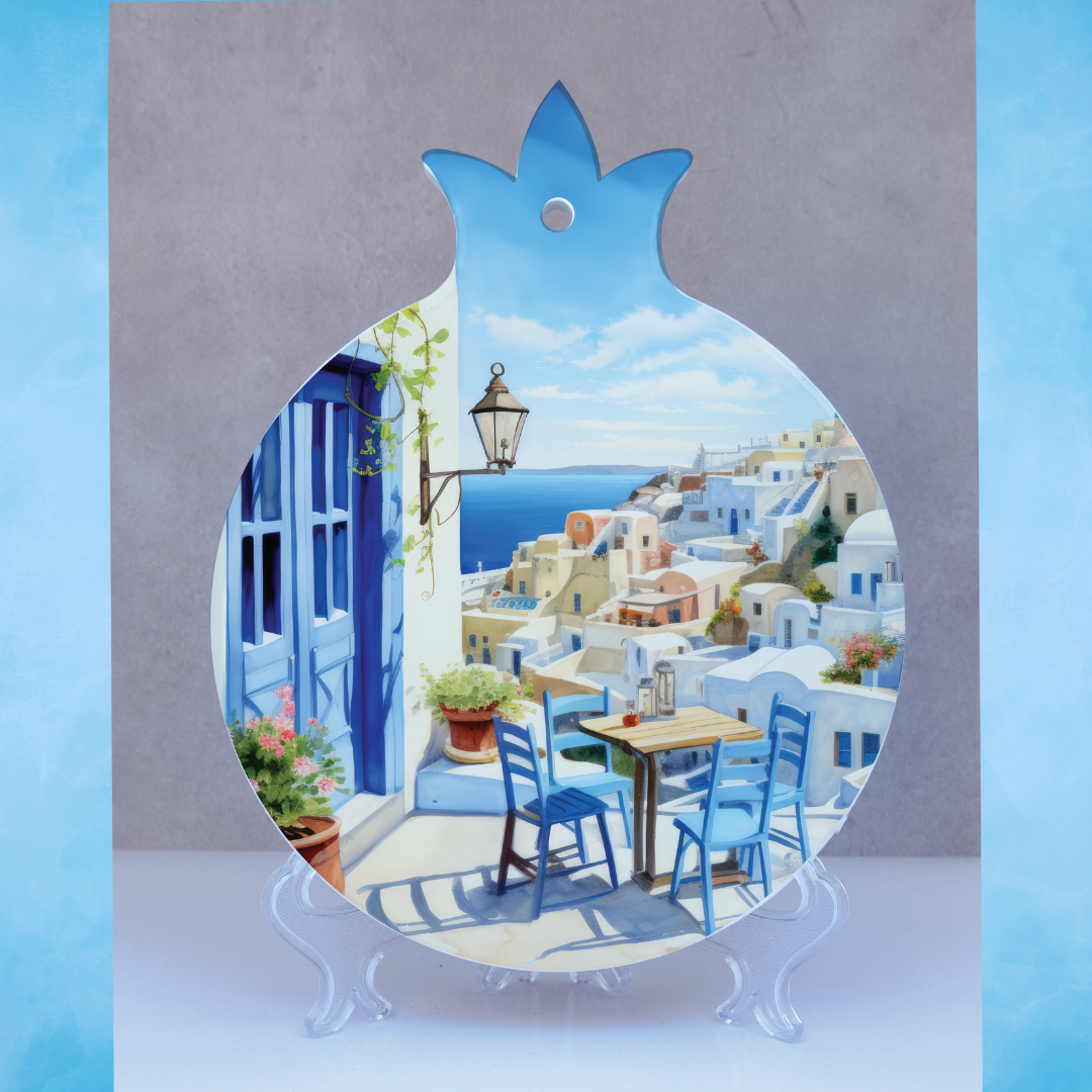 Santorini Decorative Plaque Home Decor - Greek inspirational wall plaque, home or office decor
