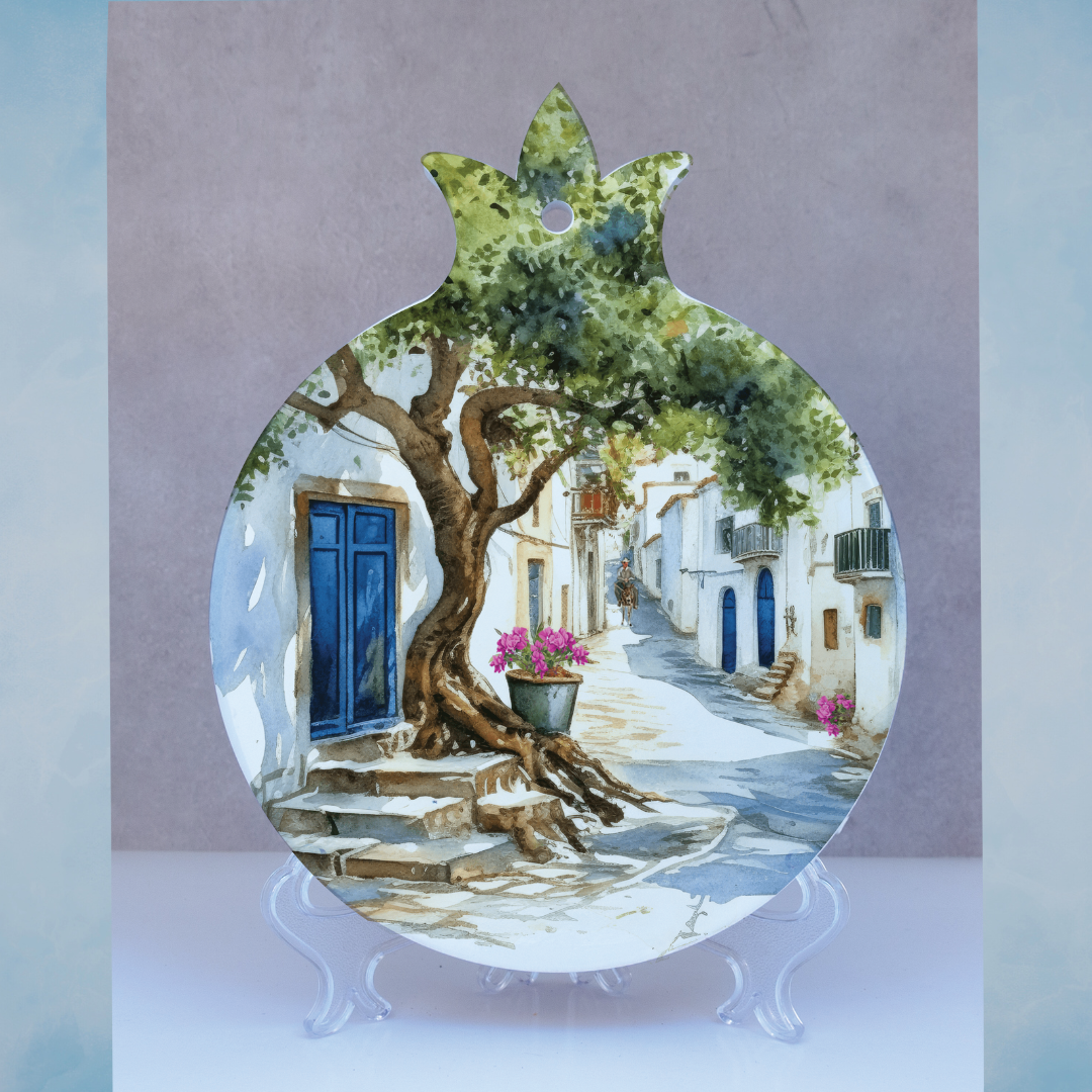 Santorini Decorative Plaque Home Decor - Greek inspirational wall plaque, home or office decor
