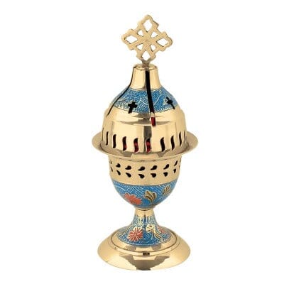 Orthodox Brass Kantili with Coloured Enamel - Vigil Lamp
