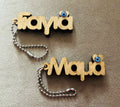 Wooden personalised Greek name keyring for yiayia