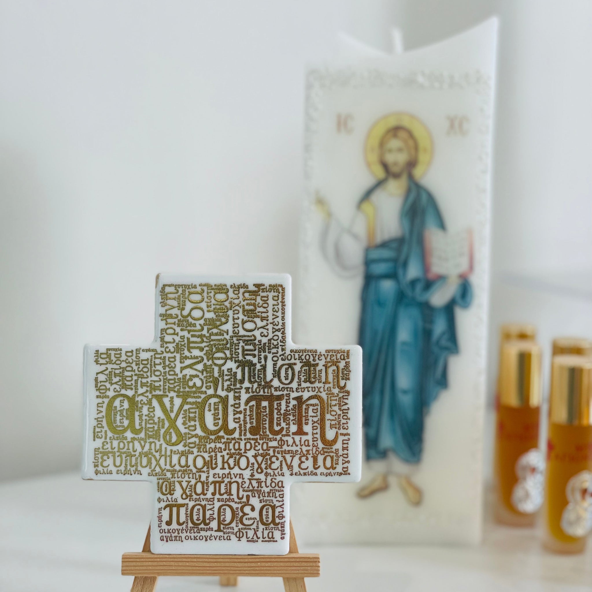 Ceramic Cross Love, Faith, Hope