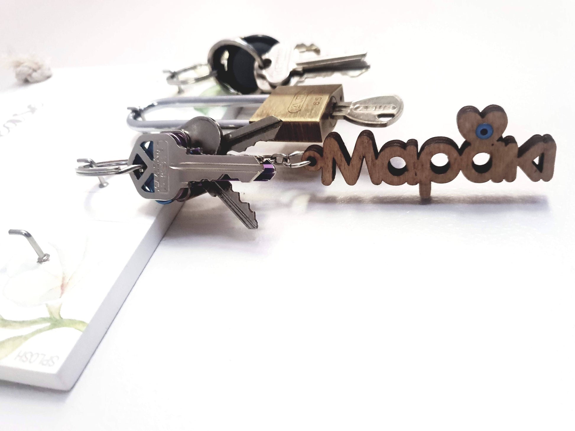 Personalised Greek name keyring.  
