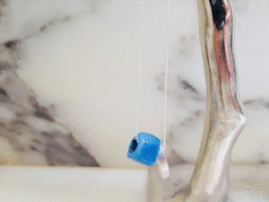 925 Silver Necklace with Blue Cube