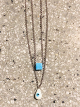 Load image into Gallery viewer, Double Necklace Mati and Blue Cube