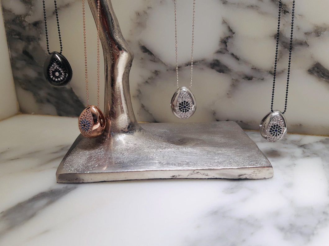 925 Silver Necklace with Mati in stones