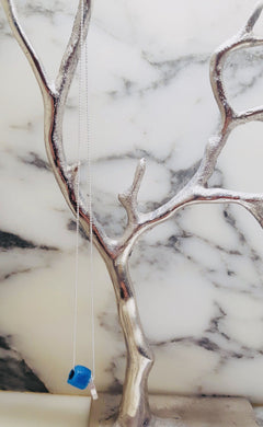 925 Silver Necklace with Blue Cube