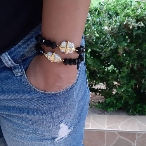 Bracelet Crystals and Pearl Cross PREORDER ONLY