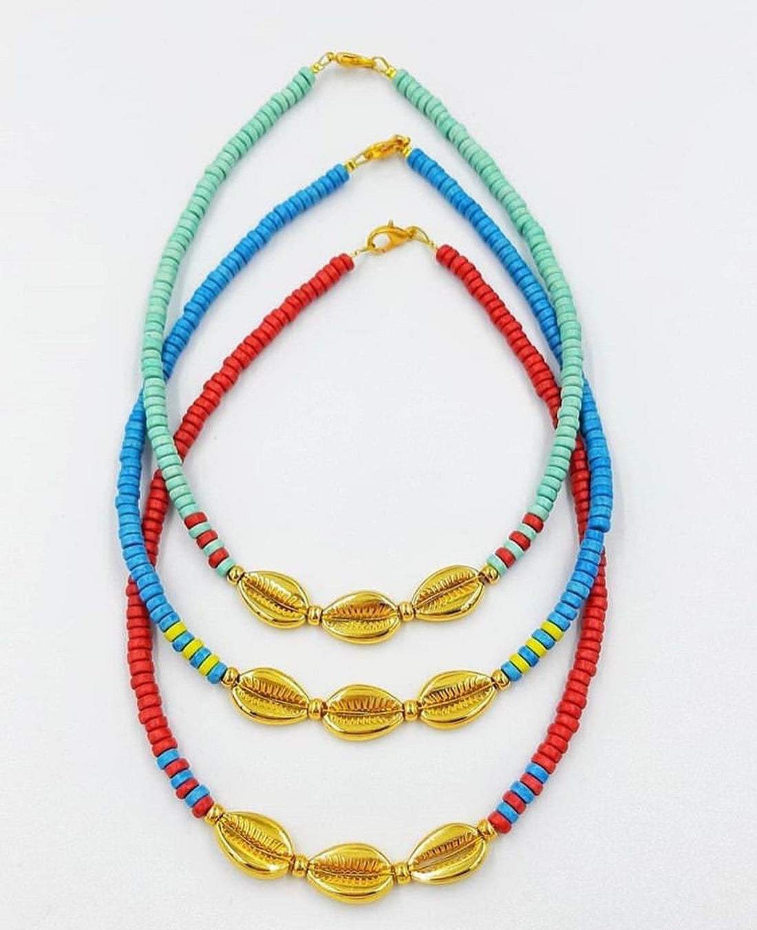 Necklace Ceramic Beads with Shells