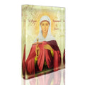Orthodox icon of Saint Anastasia Pharmakolytria on plexiglass. Handmade Greek icon showing Saint Anastasia holding the healing cross against a light textured background.